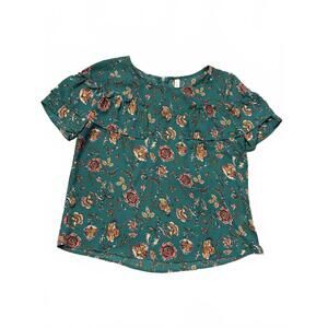 Xhilaration Floral Ruffle Top - Medium